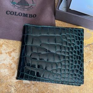 Slim Alligator Bi-Fold Monogram Wallet UNWORN NEW WITH BOX